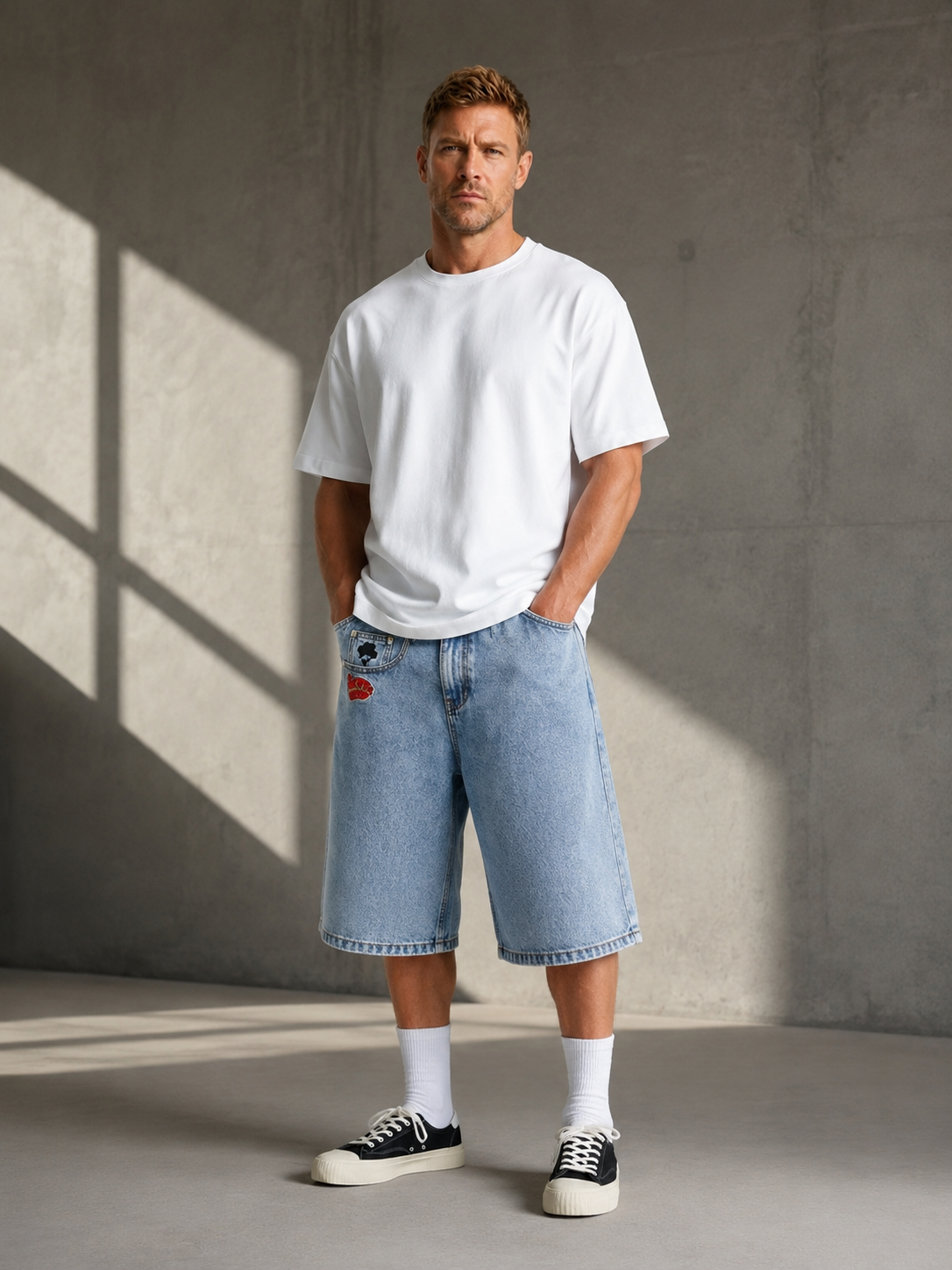 Girls Embroidery Baggy Jorts