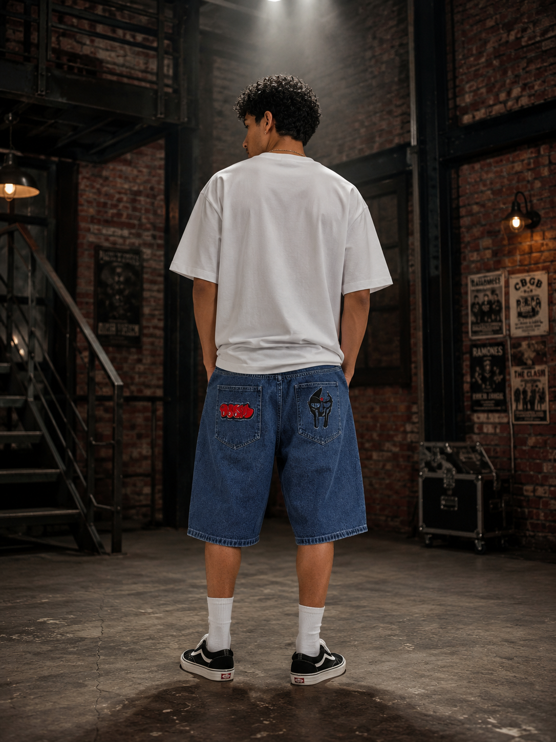 AeeteeJeans Embroidery Baggy Jorts