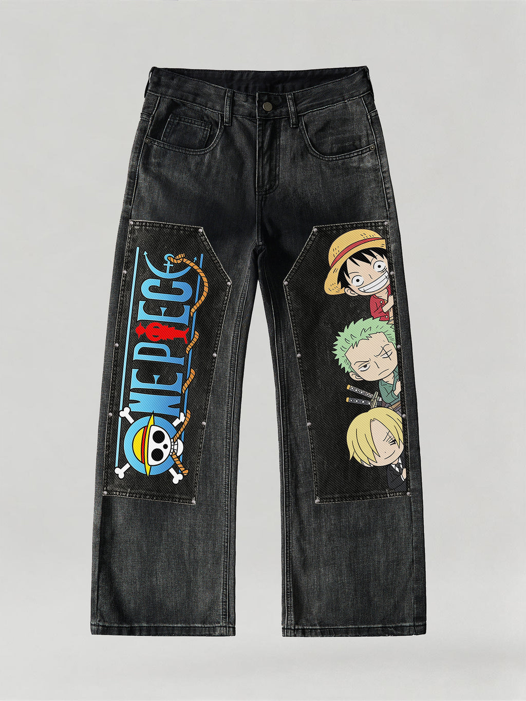 Q One Piece Cartoon Swaps Jeans