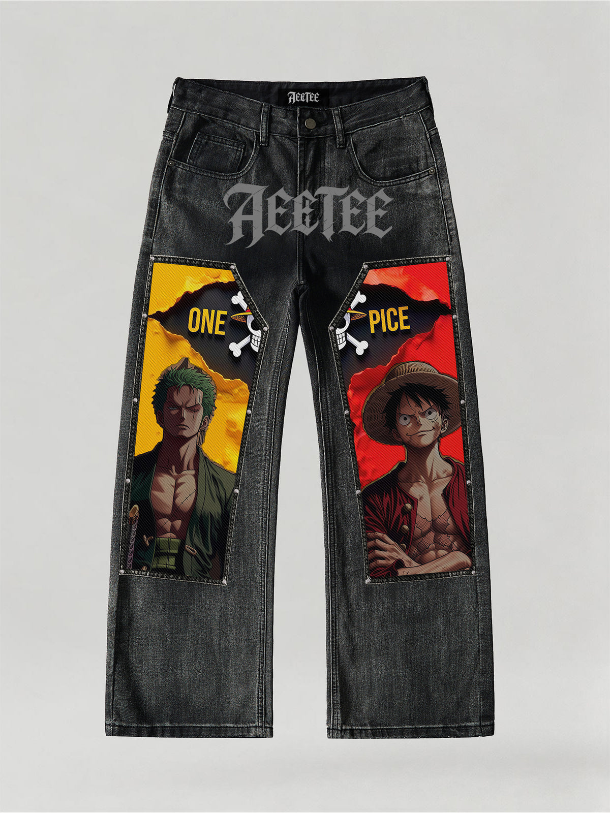 One Piece skull Swaps Jeans