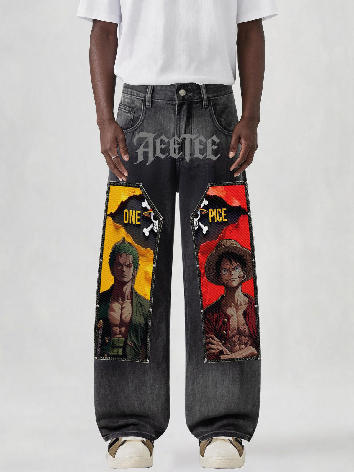 One Piece skull Swaps Jeans