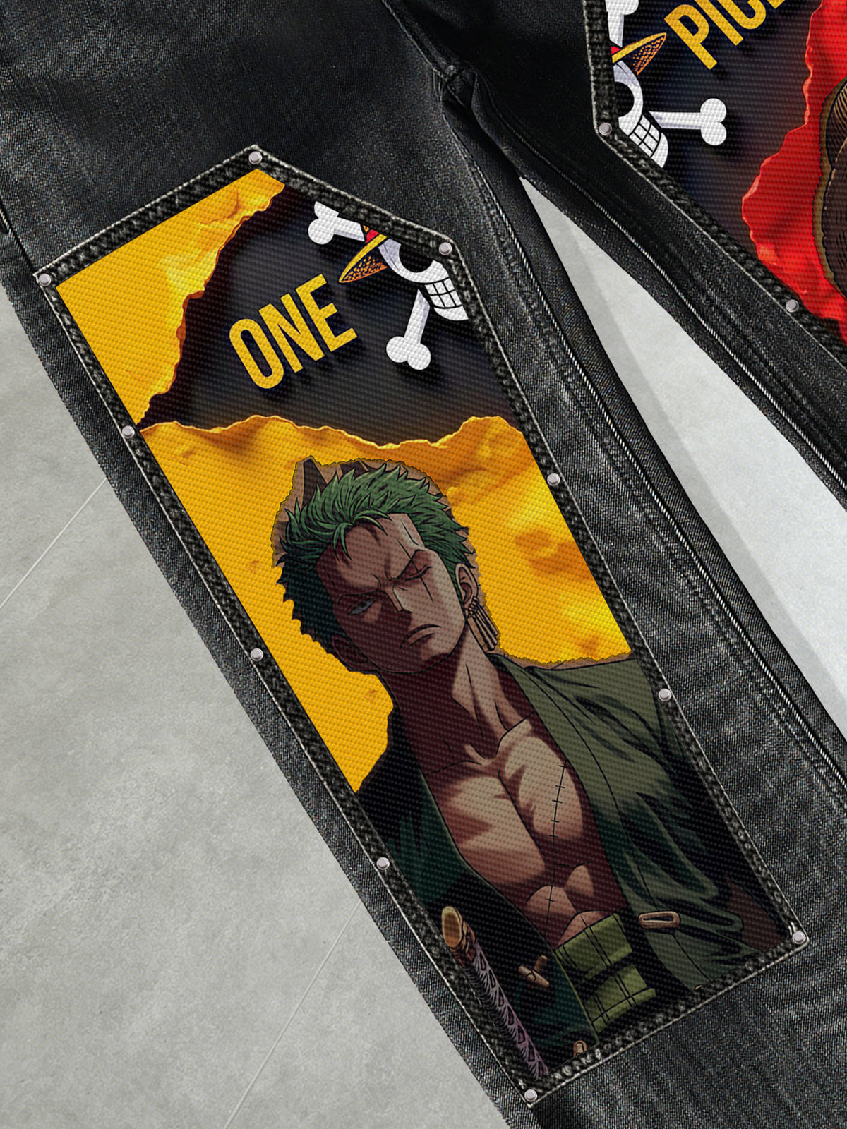 One Piece skull Swaps Jeans