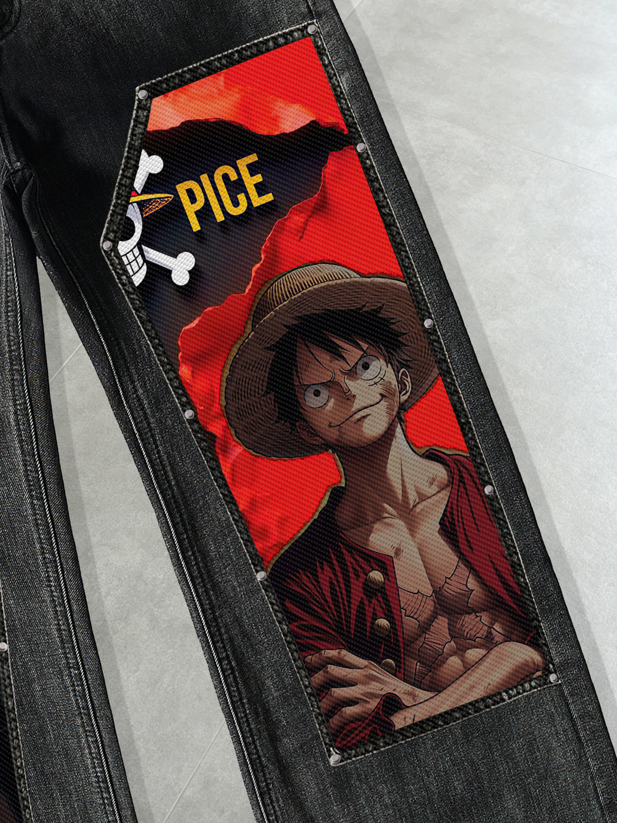 One Piece skull Swaps Jeans
