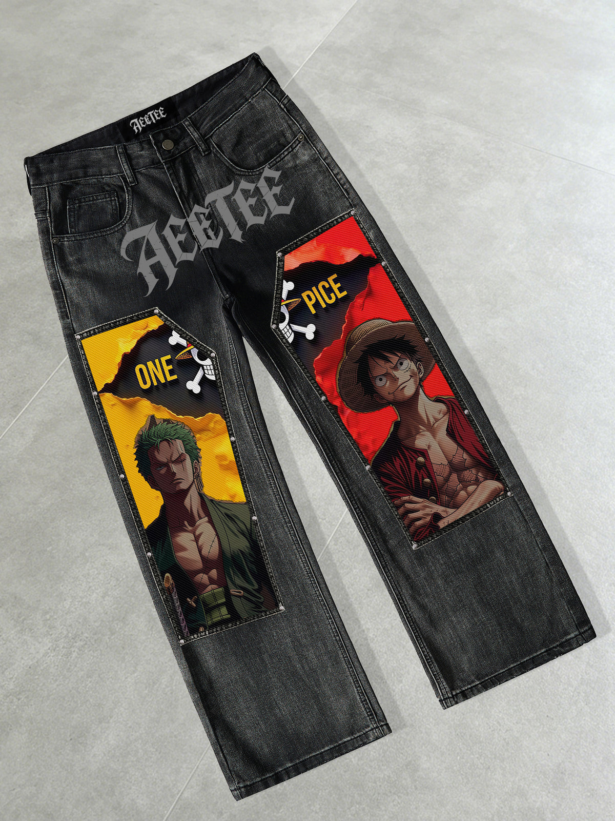 One Piece skull Swaps Jeans