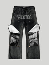 Luffy Black White Comics Denim