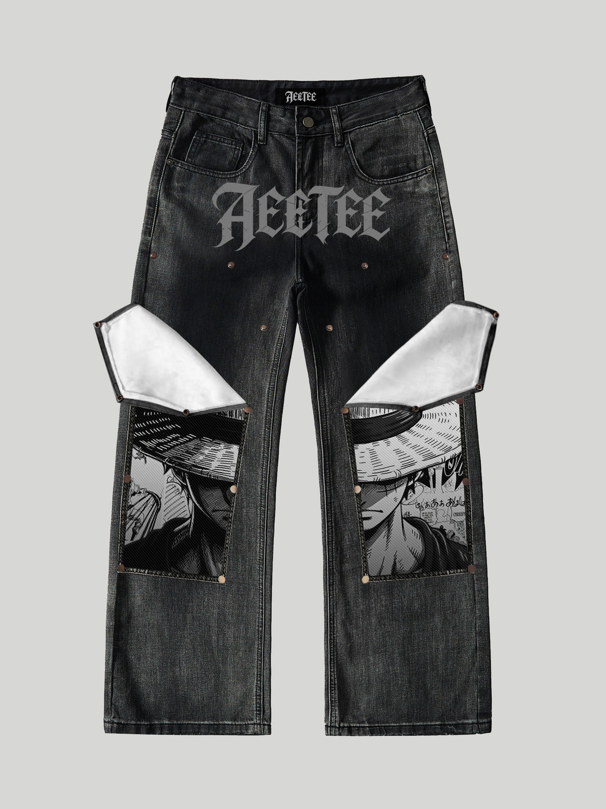 Luffy Black White Comics Denim