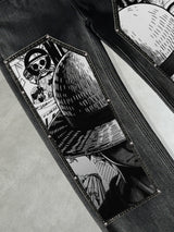 Luffy Black White Comics Denim