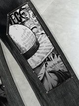 Luffy Black White Comics Denim