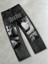 Luffy Black White Comics Denim