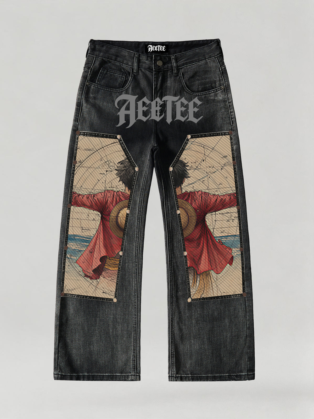 Classic D.Luffy Back View Denim Jeans