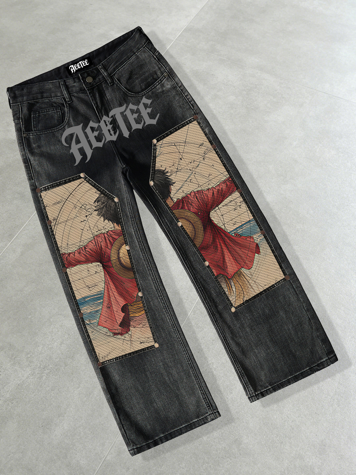 Classic D.Luffy Back View Denim Jeans