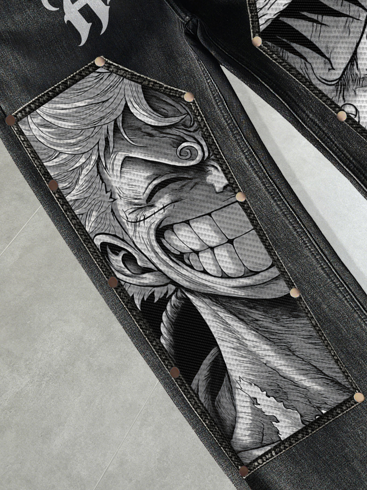 D.Luffy Black White Comics Jeans