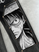 D.Luffy Black White Comics Jeans