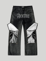 D.Luffy Black White Comics Denim Jeans