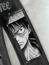 D.Luffy Black White Comics Denim Jeans