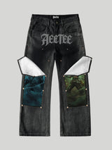 One Piece Jinbe & Usopp Patches Rivet Jeans