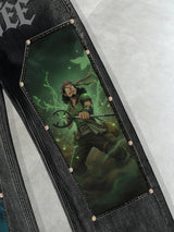 One Piece Jinbe & Usopp Patches Rivet Jeans