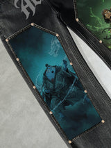 One Piece Jinbe & Usopp Patches Rivet Jeans