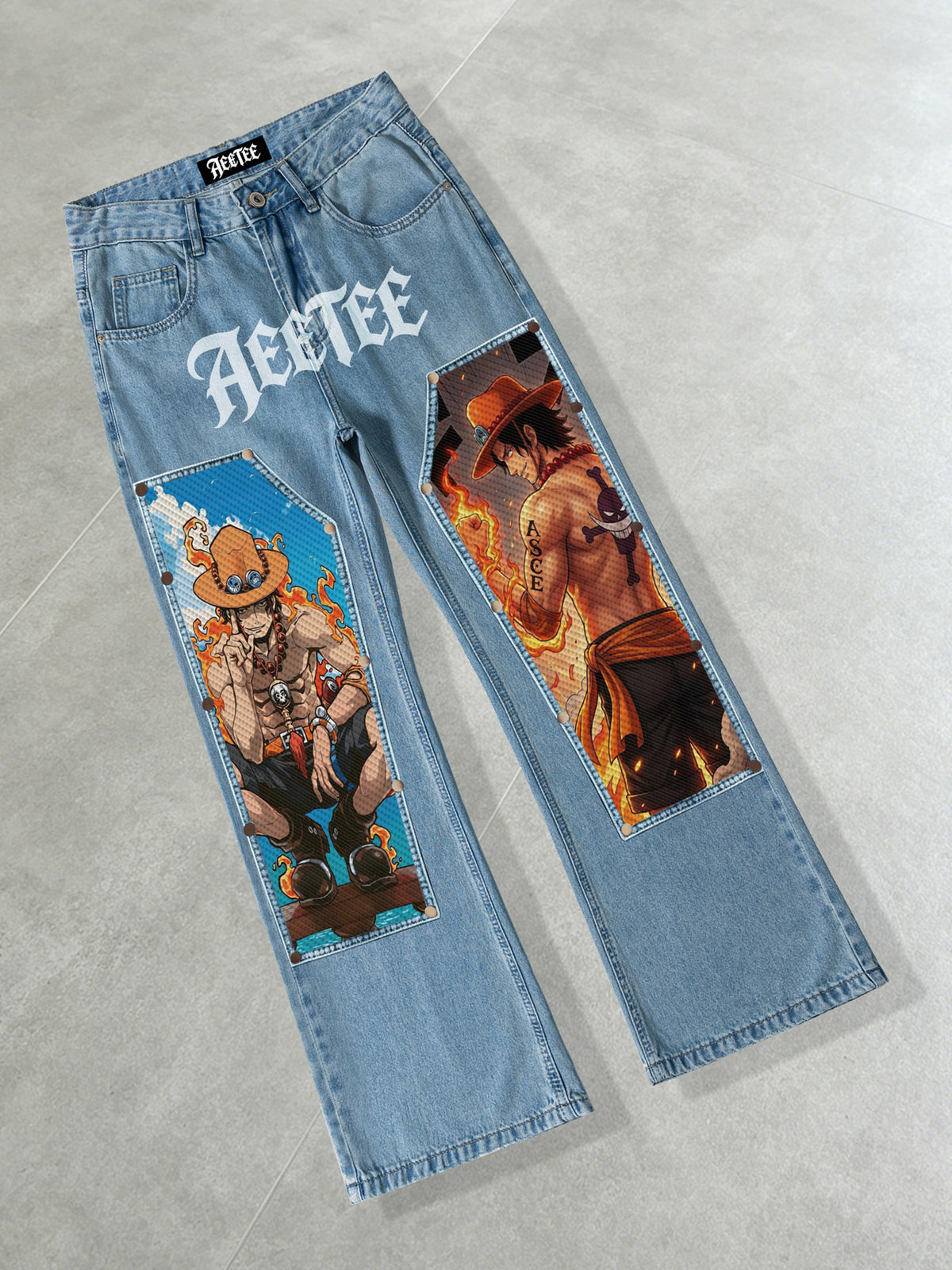Portgas D. Ace Snap-On Patches Denim