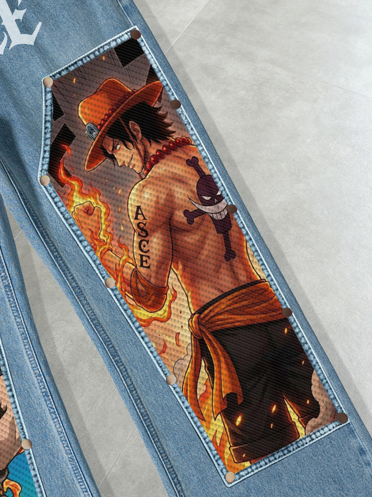 Portgas D. Ace Snap-On Patches Denim