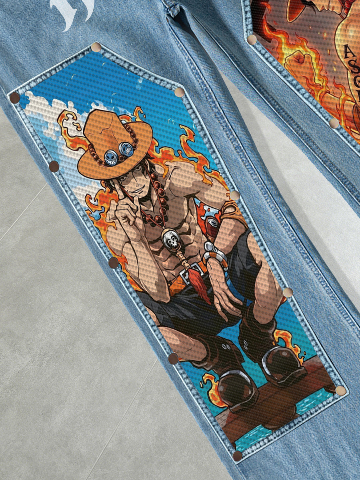 Portgas D. Ace Snap-On Patches Denim