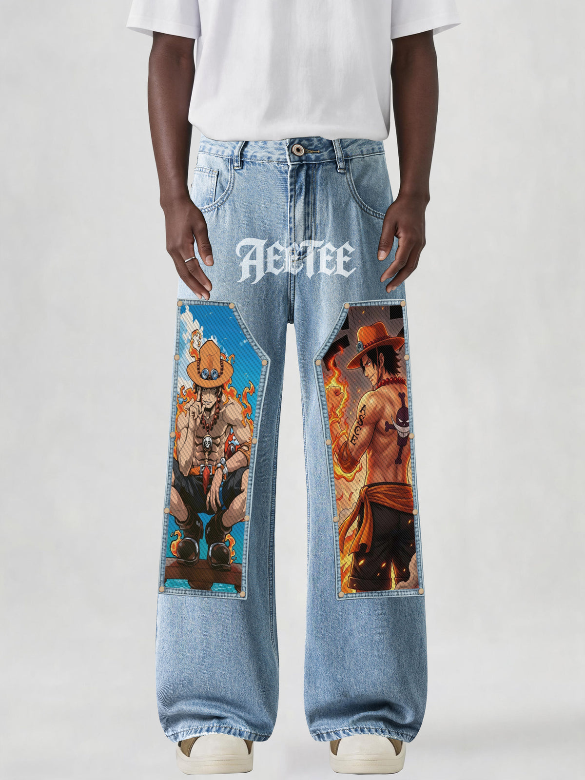 Portgas D. Ace Snap-On Patches Denim