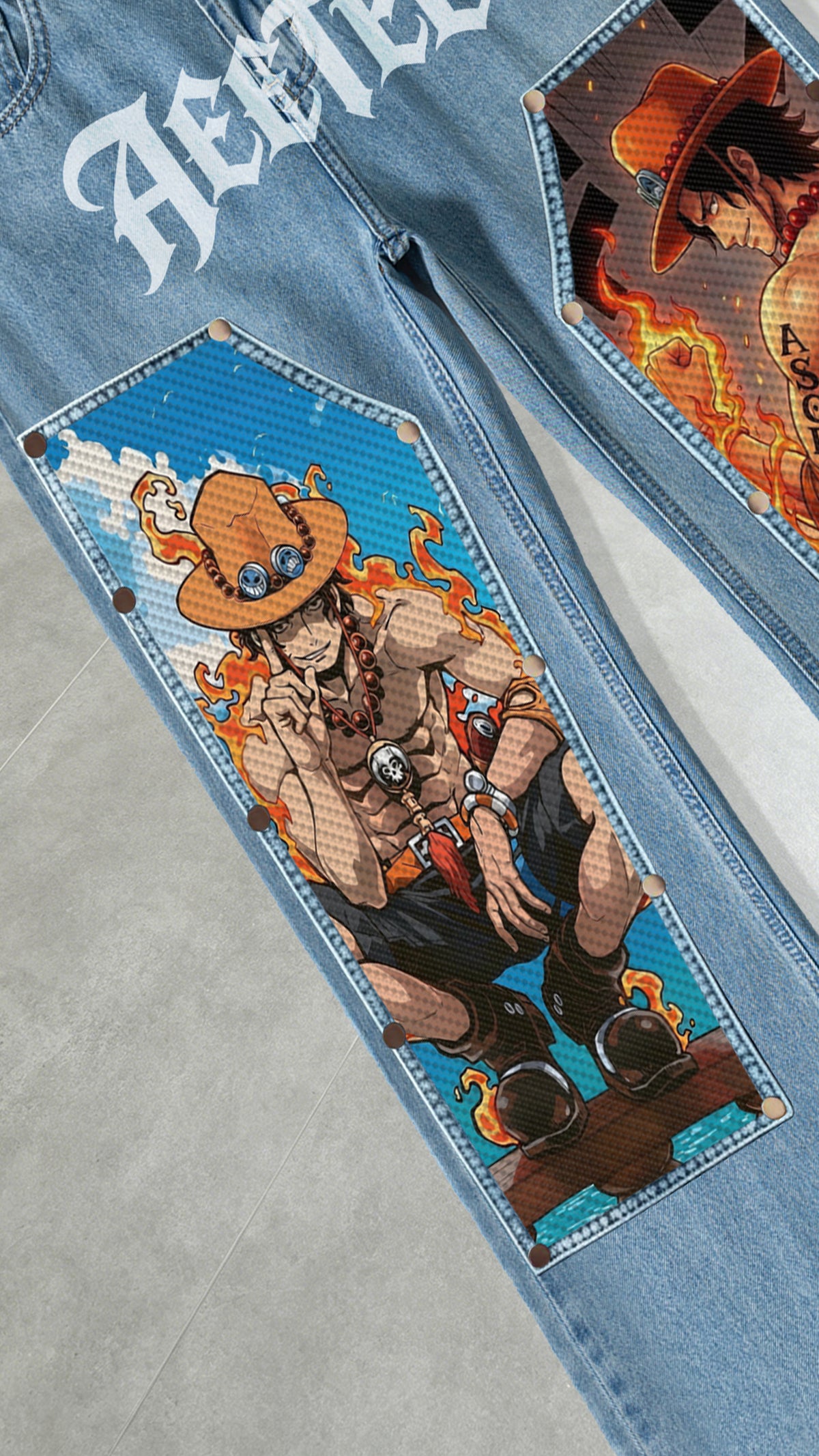 Portgas D. Ace Snap-On Patches Denim