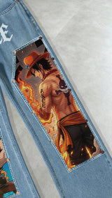 Portgas D. Ace Snap-On Patches Denim