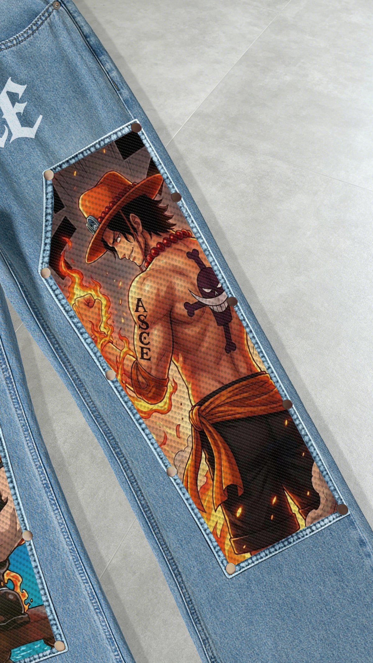 Portgas D. Ace Snap-On Patches Denim