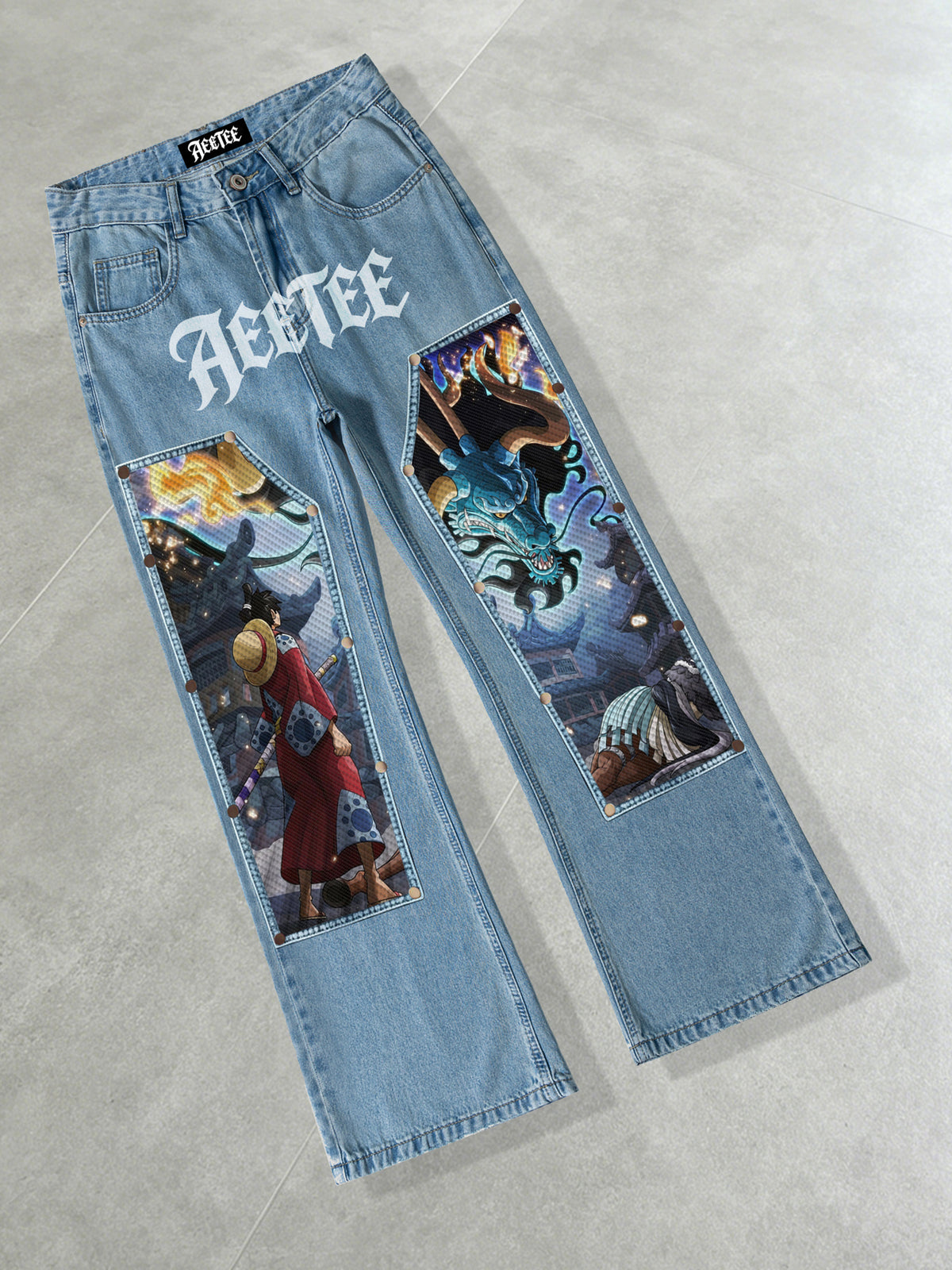 Monkey D. Luffy & Kaido Patches Jeans