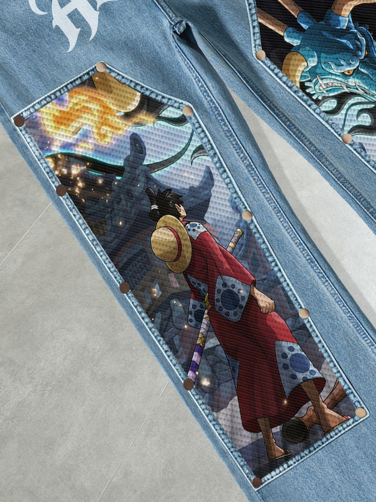 Monkey D. Luffy & Kaido Patches Jeans