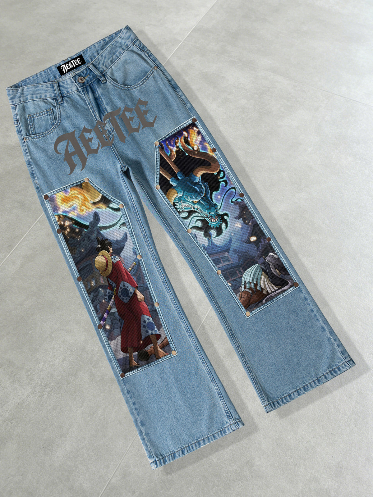 Monkey D. Luffy & Kaido Patches Jeans