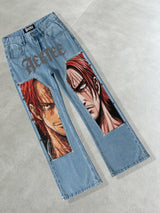 Anime One Piece Red Hair Shanks Patches Denim