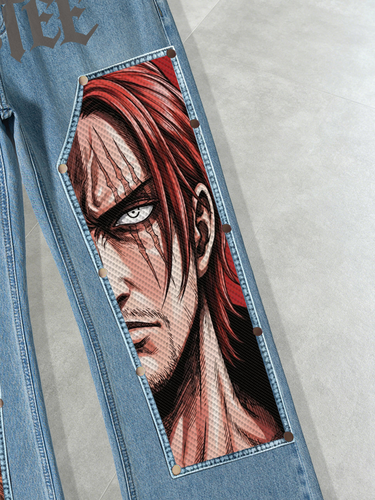 Anime One Piece Red Hair Shanks Patches Denim