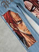 Anime One Piece Red Hair Shanks Patches Denim
