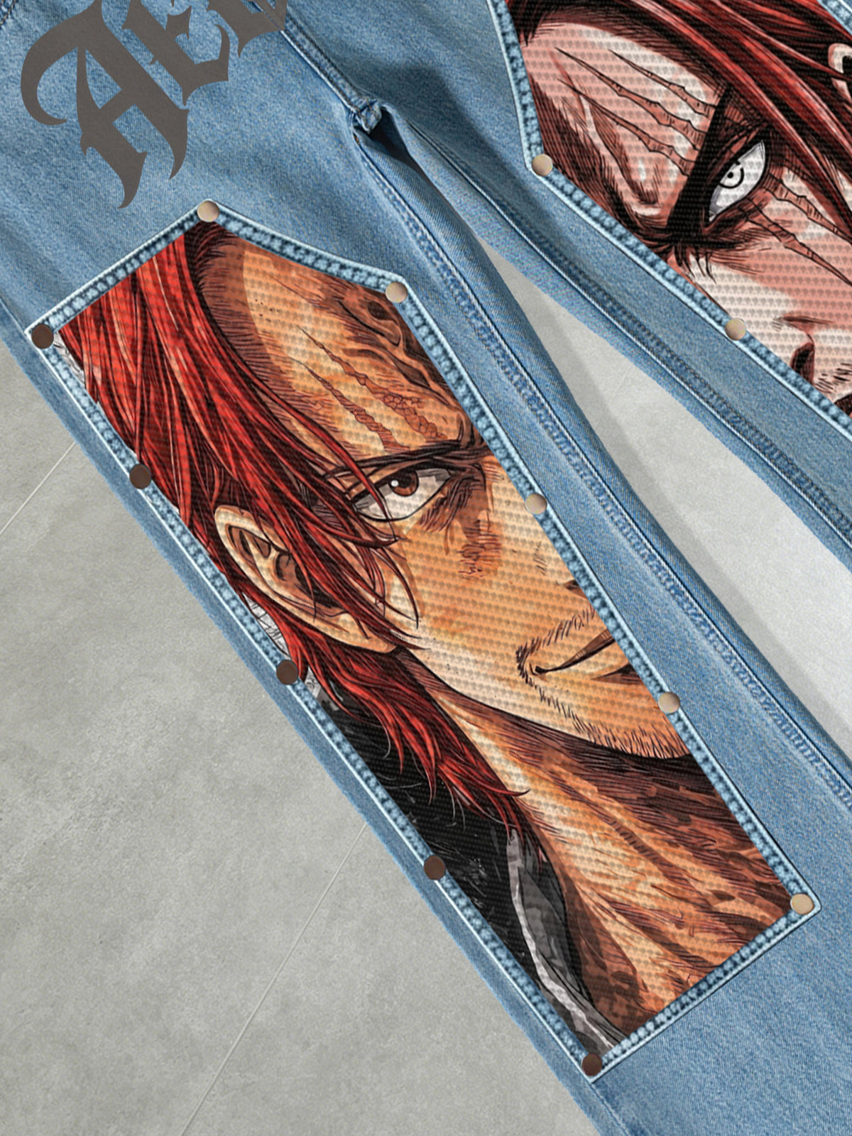 Anime One Piece Red Hair Shanks Patches Denim