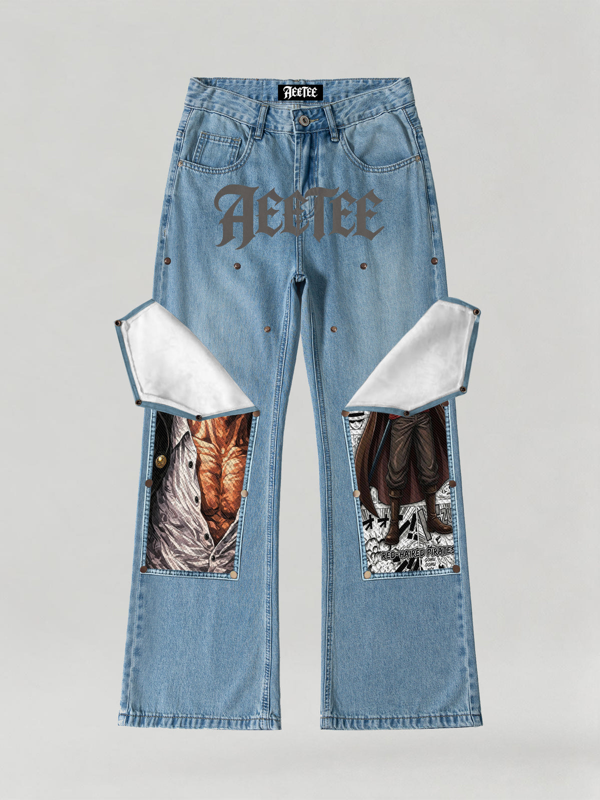 Comics One Piece Red Hair Shanks Patches Jeans