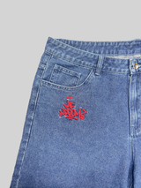 AeeteeJeans Embroidery Baggy Jorts